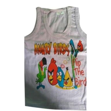 White Quick-Dry Washable Comfortable Printed Pure Cotton Inner Vest For Kids