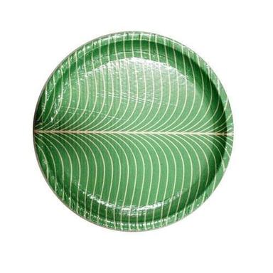 Leak Proof Green Leave Design Printed Disposable Paper Plate Application: Event And Party