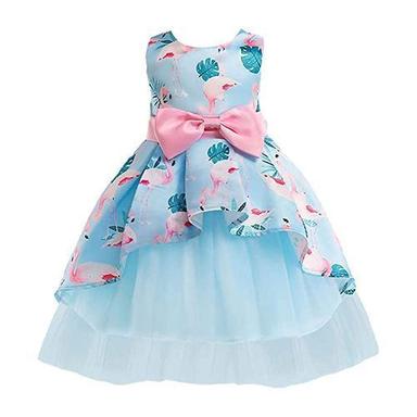 Modern Design Printed Pattern Casual Wear Sky Blue Designer Baby Frocks Application: Industrial