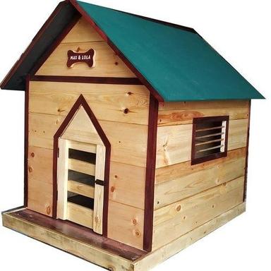 Brown (Base) 4.6 X 3.6 Feet Size Polished Single-Door Wooden Material Dog House