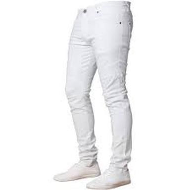 Washable Comfortable To Wear Blended Skinny Fit Stretchable White Mens Denim Jeans