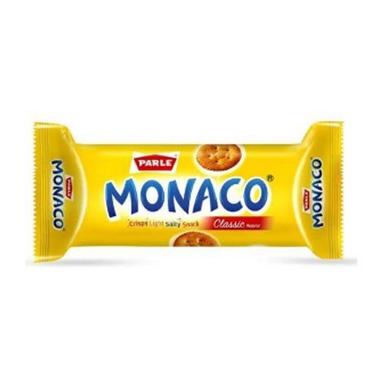 Yellow Delicious Round Shaped Crunchy Crispy Texture Salted Parle Monaco Biscuit
