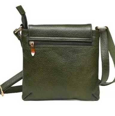 Silver Green Leather Sling Bag For Casual With Rope Handle