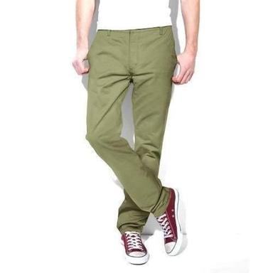 Light Green Mens Straight No Fade Washable Slim Fit Cotton Pant For All Season