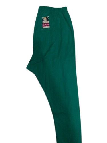Dark Green 37 Inch Long Breathable Daily Wear Soft Cotton Plain Pant For Women 