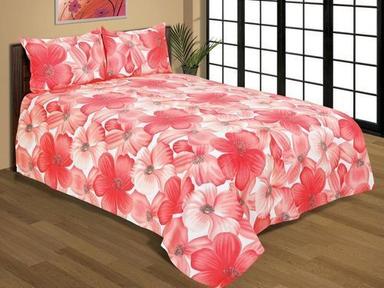 Washable Red Color Flower Printed Woolen Bed Cover