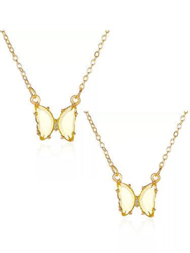 Combo Of 2 Yellow Crystal Butterfly Pendant Necklace Gender: Women