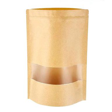 Brown Karft Paper And Zipper Top Small Dispoable Recyclable Biodegradable Paper Pouch 
