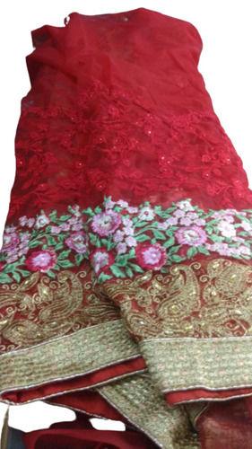 Cotton Silk Red Color Designer Printed Sarees