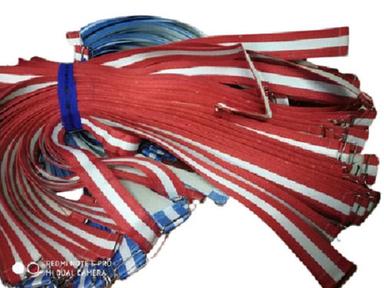 Red And White Hole Free Striped Polypropylene Adjustable School Uniform Belts