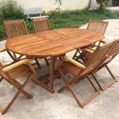 Outdoor Wooden Dining Set For Home, (6 Chair+1 Table) Color Code: White