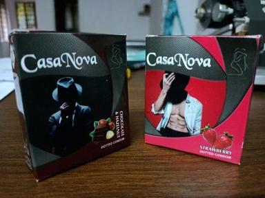 Silver Casanova Disposable Dotted Latex Chocolate And Strawberry Flavored Male Condoms