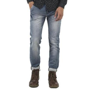 Grey Plain Dyed Men Denim Jeans