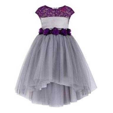 Modern Style Short Sleeved Embroidered Washable Baby Girls Grey Net Frock Age Group: 2-8