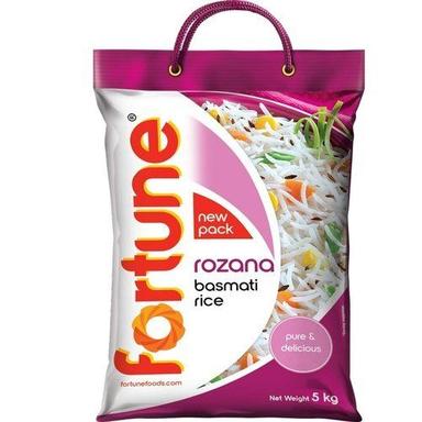 Steel Wire Mesh 100% Natural White Long Grain Fortune Rozana Basmati Rice With 5 Kg Sack