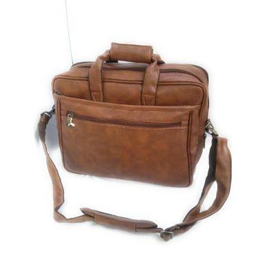 Zipper Closure Type Plain Brown Color Leather Laptop Bag With 20 To 25 Kg Weight Bearing Capacity