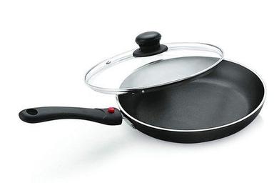 Hard Anodized Aluminium Frying Pan With Glass Lid Thickness: 3.25/10 Gauge Millimeter (Mm) Millimeter (Mm)