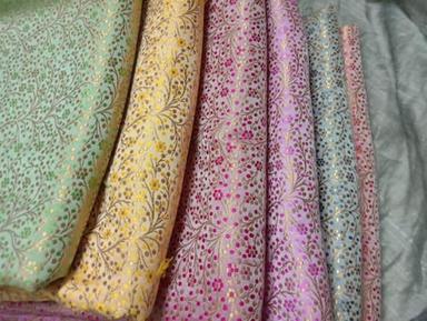 Handloom Banarasi Weaving Silk Fabric in Various Colors and Prints