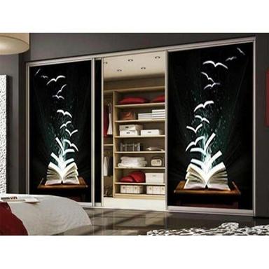Modern Looking Indian Style Designer Wooden Glass Wardrobe For Living Rooms