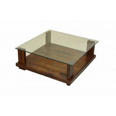 87X87X60 Cm No Assembly Required One Piece Glass Top Wooden Glass Center Table  Application: Kitchen