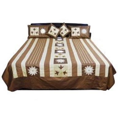 White And Brown With 2 Pillow Covers Shrink Resistance Soft Smooth Comfortable Print Silk Bedsheet 