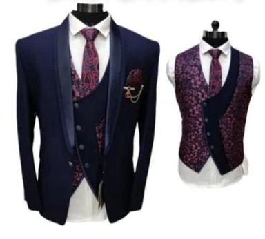 Multi Color Full Sleeves Slim Fit Plain Pattern Formal Wear Men'S Suits 