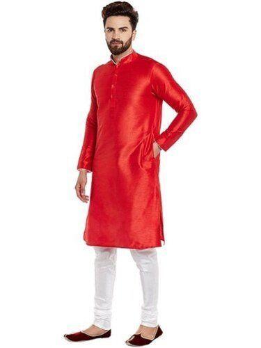 Multi Color Full Sleeves Pure Silk Fabric Party Wear Men'S Kurta Pajama 
