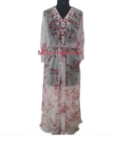 Multi Color Half Sleeves Viscose And Silk Fabric Digital Printed Ladies Kaftans