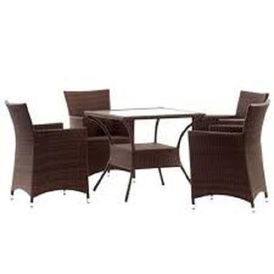Outdoor Brown 4 Seater Wooden Dining Table Set