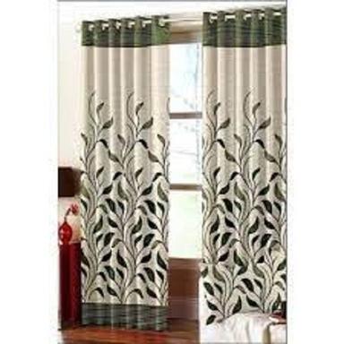 Green With White 4X5 Feet Size Polyester Window Printed Curtain  Design: Modern