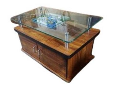  Easy To Install Modern Indian Style One Piece Glass Wooden Coffee Table No Assembly Required