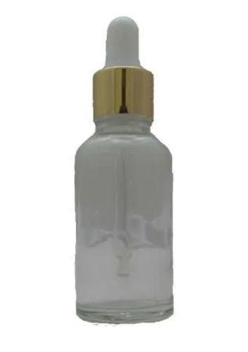 Plain Round Transparent Reusable Light Weight Dropper Top Glass Serum Bottle