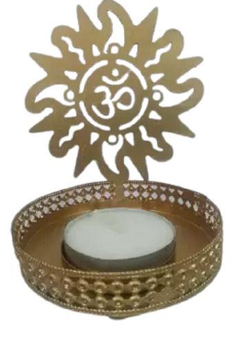 Metal Polished Handmade Religious Om Candle Holder For Home Decoration Use
