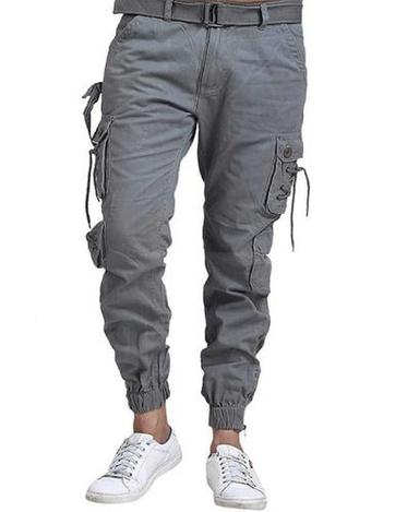 Grey Men Breathable Washable Regular Fit Plain Cotton Casual Wear Jogger Pant