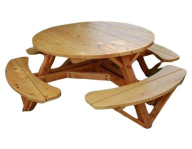Brown Strong And Durable Polished Termite Proof Solid Oak Round Wooden Garden Table