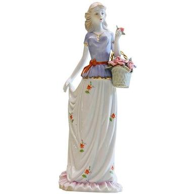 Multicolor Ceramic Lady Statue For Decoration and Gifting Use