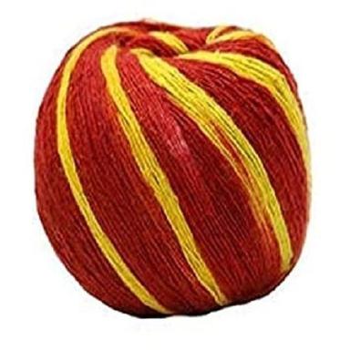 Red And Yellow 10 Meter Indian Style Washable Plain Dyed Cotton Pooja Kalawa