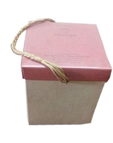 Matte Lamination Square Wedding Cardboard Gift Box With Handle Length: 7 Inch (In)