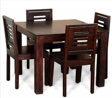Machine Made Modern Solid Wooden Polished 4 Seater Dining Table Set