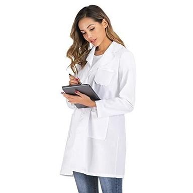 Washable Polyester Cotton Plain Dyed Long Sleeves School Lab Coat  Chest Size: 35