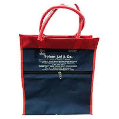 Blue Printed Pattern Flexi Loop Handle Zipper Closure Carry Bag