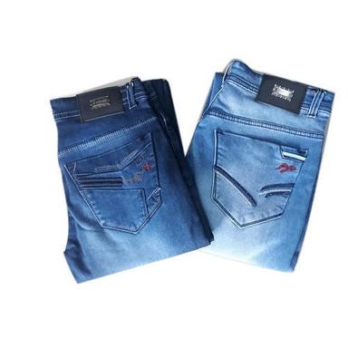 32 Inch Casual Wear Mens Blue Denim Fabric Stretchable Jeans