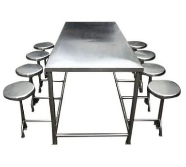 Stainless Steel 8 Seater Restaurant Dining Table Set Application: Canteen