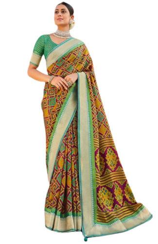 Multicolor Ladies Comfortable Casual Wear Printed Soft Georgette Saree With Blouse Piece 