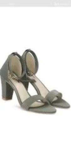 Grey - Fancy Party Wear Shiny Modern Glossy Leather Rubber High Heel Sandal For Girls 