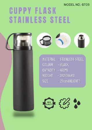 450Ml Capacity Black Stainless Steel Cuppy Flask Application: Industrial