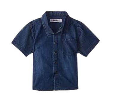 Comfortable And Lightweight Short Sleeves Casual Wear Plain Denim Shirt For Boys Collar Style: Classic