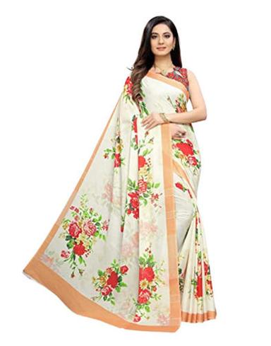 Multicolor Women Daily Wear Printed Georgette Saree With Unstitched Blouse Pieces