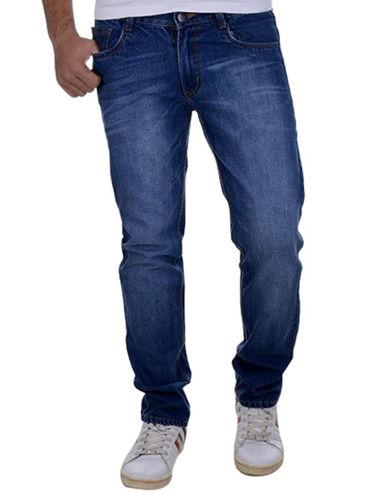 34 Inches Long Regular Fit Plain Anti Wrinkle Demin Jeans For Men