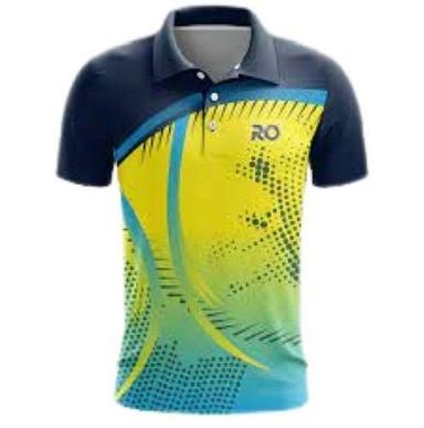 Men'S Printed Polo Neck Short Sleeve Polyester Perfect Fit Sublimation T-Shirt Application: Screen